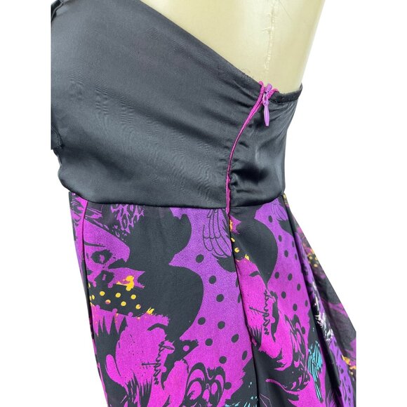 Naguchi Spaghetti Strap Dress Black & Purple Knee Length Dress Size XS/S - Picture 5 of 9